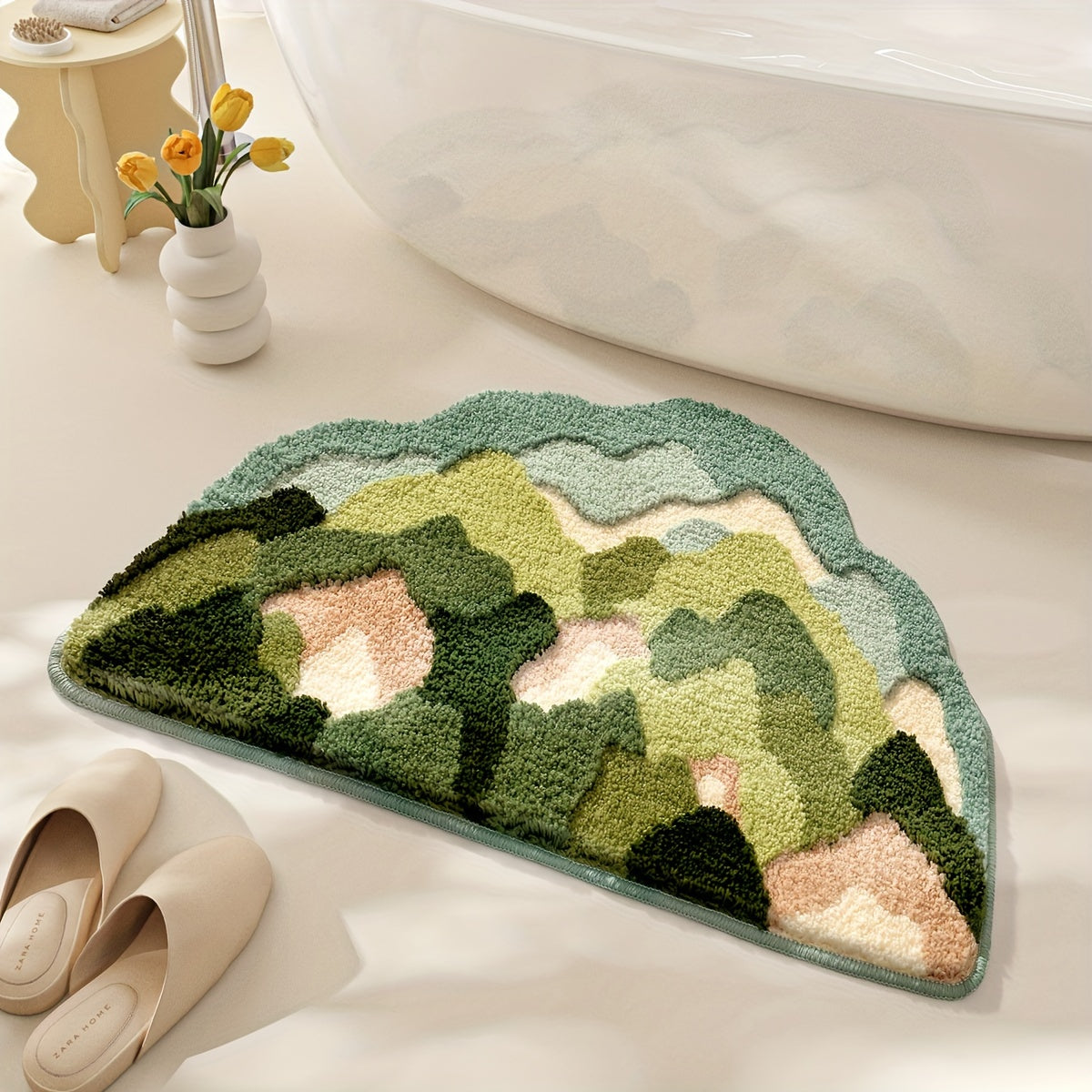 Floral Design Bath Mat – Soft, Absorbent, and Comfortable