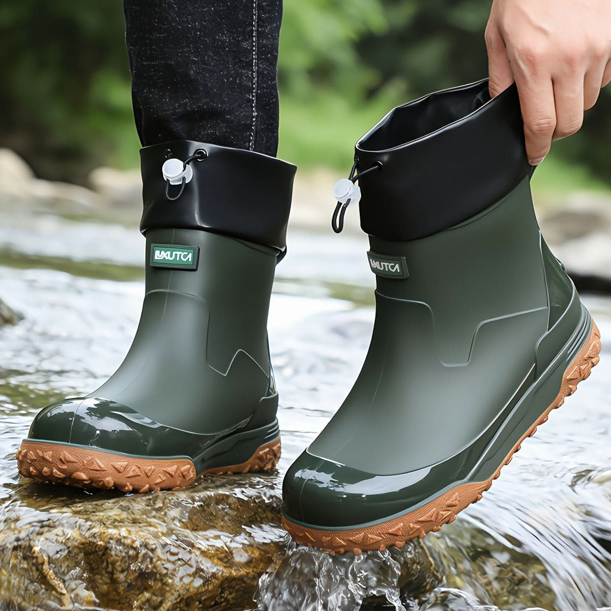 AquaStride - Sleek Waterproof Ankle Rain Boots
