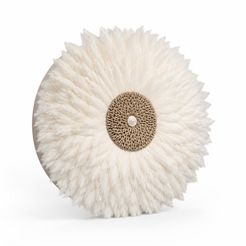 Handmade Natural Feather & Shell Wall Art