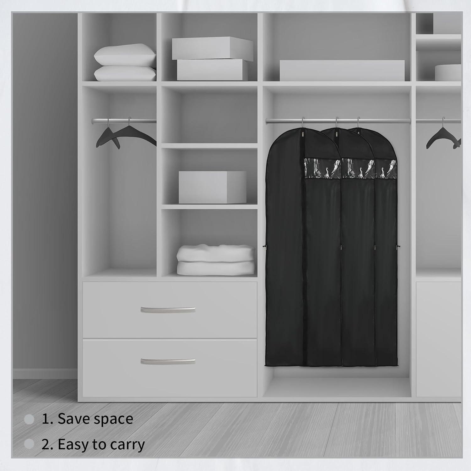 180 cm Garment Bag with Zip and Viewing Window – Long Storage Cover for Fall (Buy 1, Get 1 FREE)