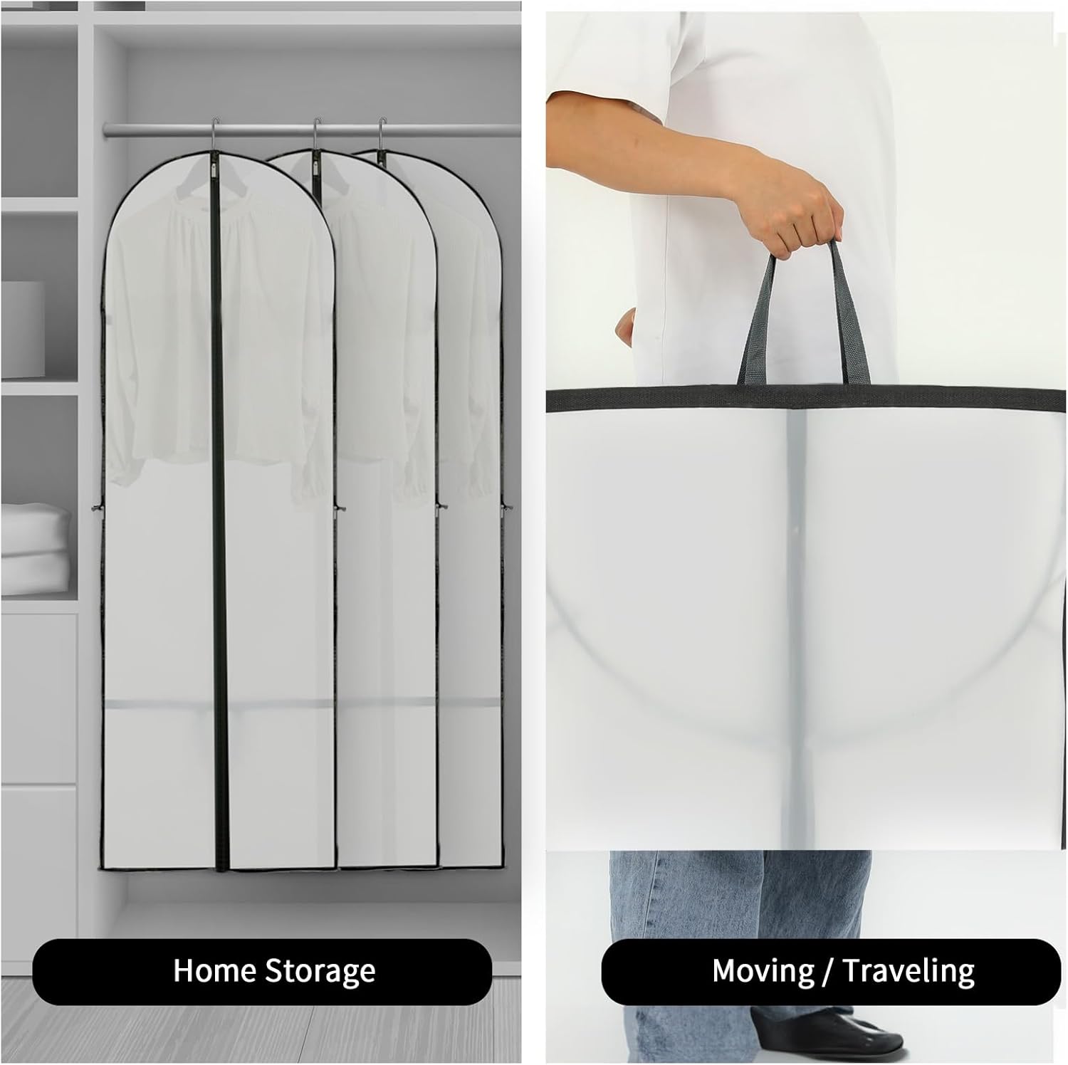 180 cm Garment Bag with Zip and Viewing Window – Long Storage Cover for Fall (Buy 1, Get 1 FREE)