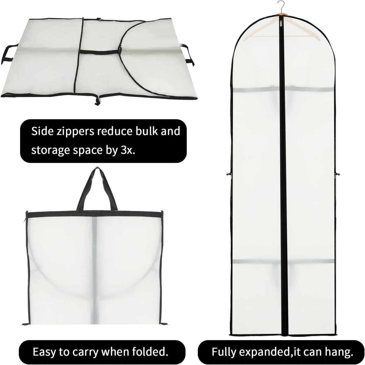 180 cm Garment Bag with Zip and Viewing Window – Long Storage Cover for Fall (Buy 1, Get 1 FREE)