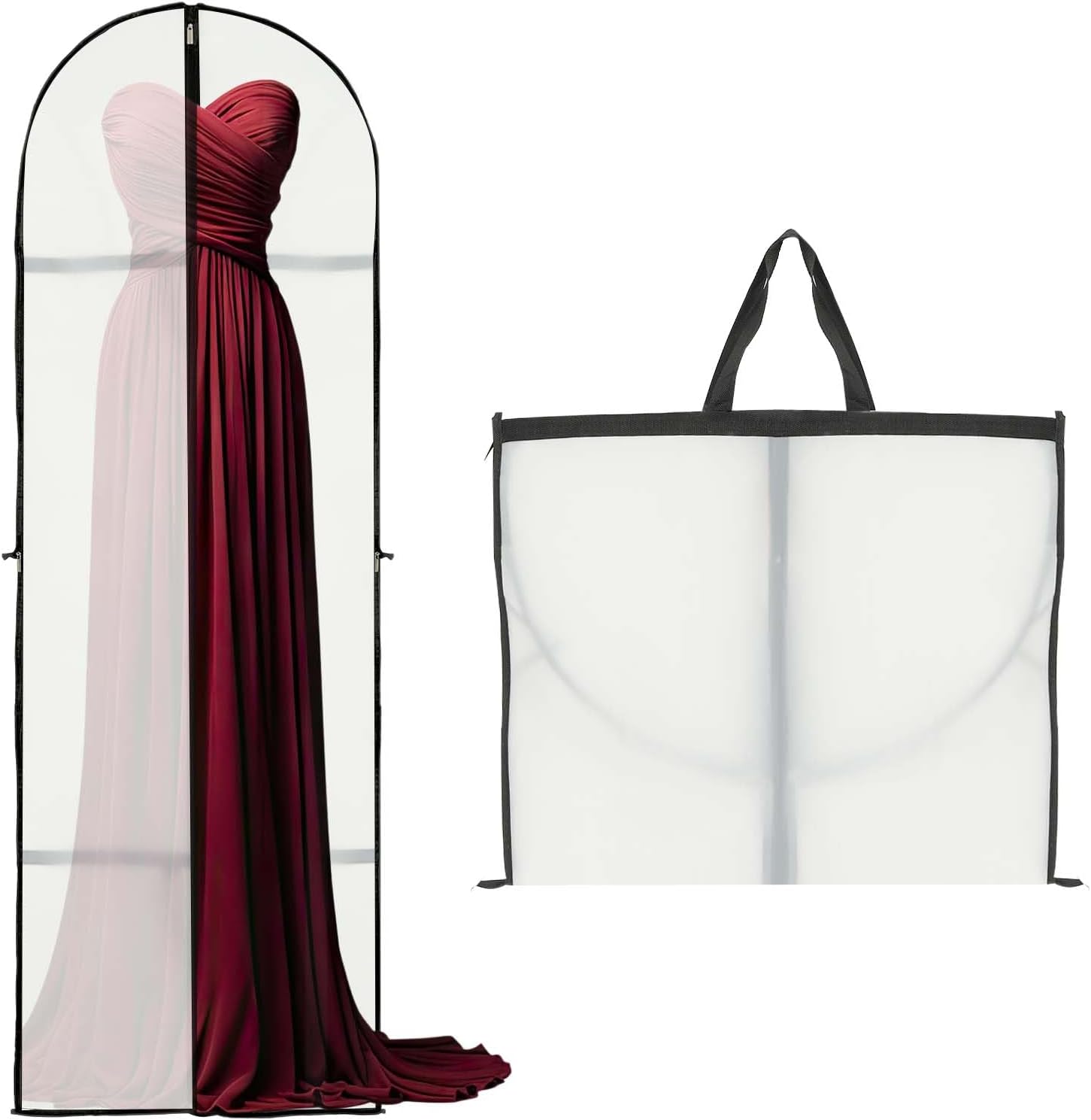180 cm Garment Bag with Zip and Viewing Window – Long Storage Cover for Fall (Buy 1, Get 1 FREE)