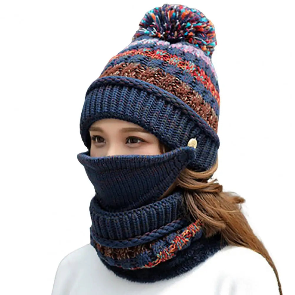 Warm & Stylish Knitted Winter Hat and Scarf Duo with Velvet Lining