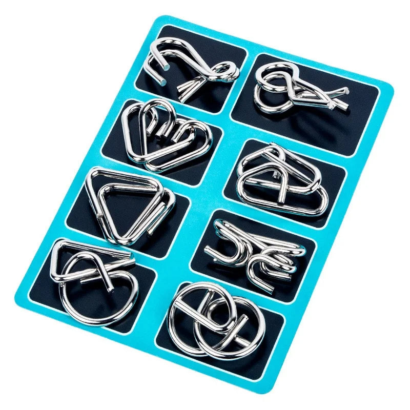 Engaging 8-Piece Metal Ring Puzzle Set for All Ages