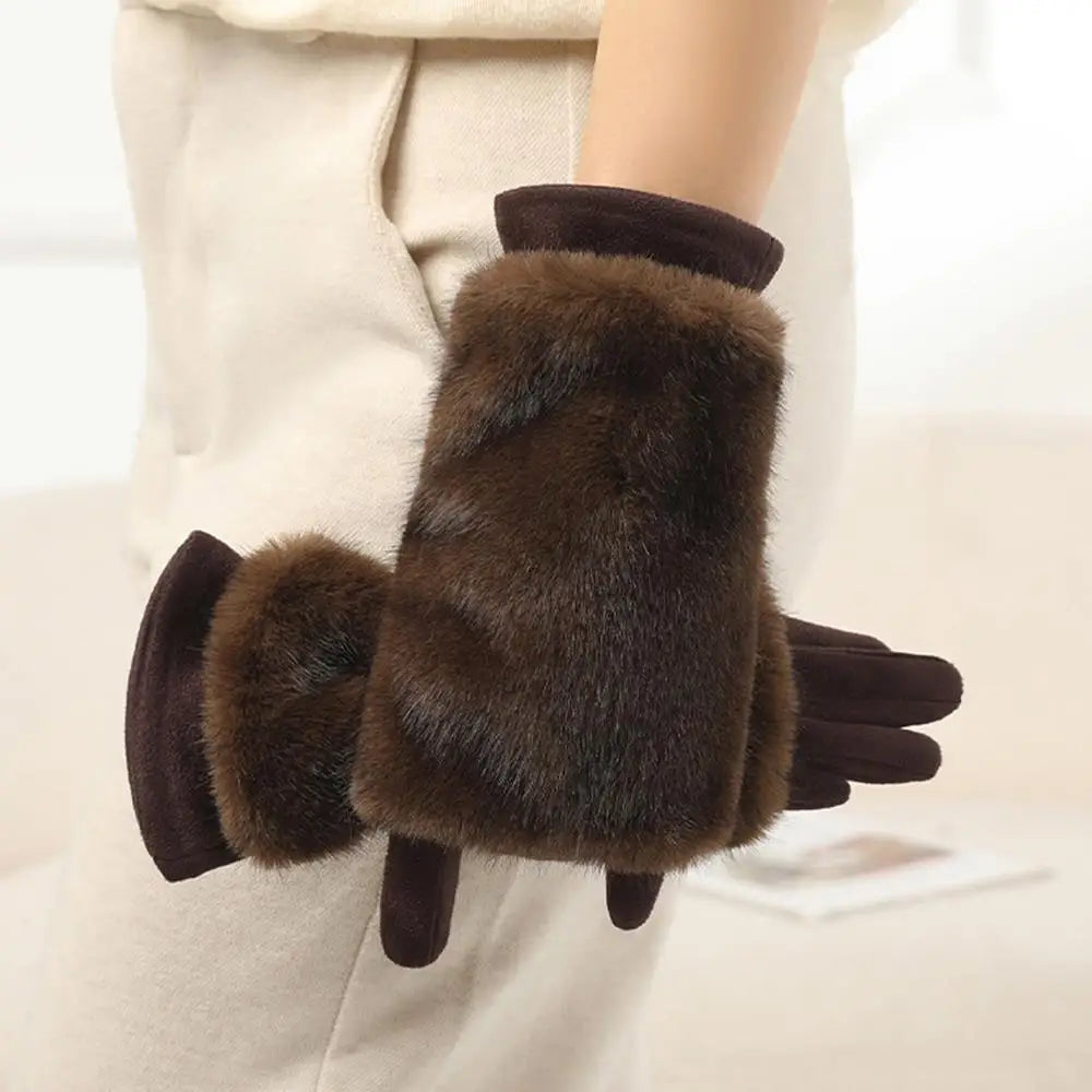 Chic Suede Winter Gloves with Touchscreen Capability
