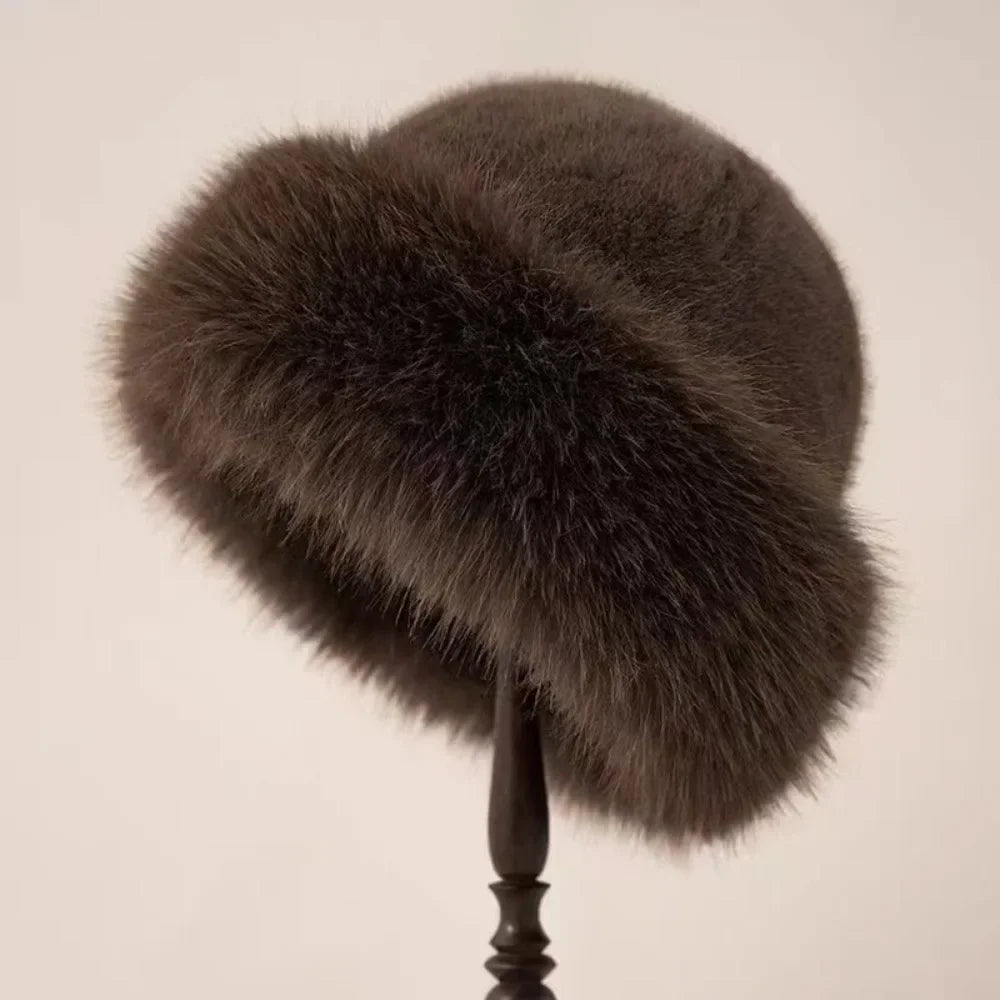 Chic Faux Fur Winter Bucket Hat for Women