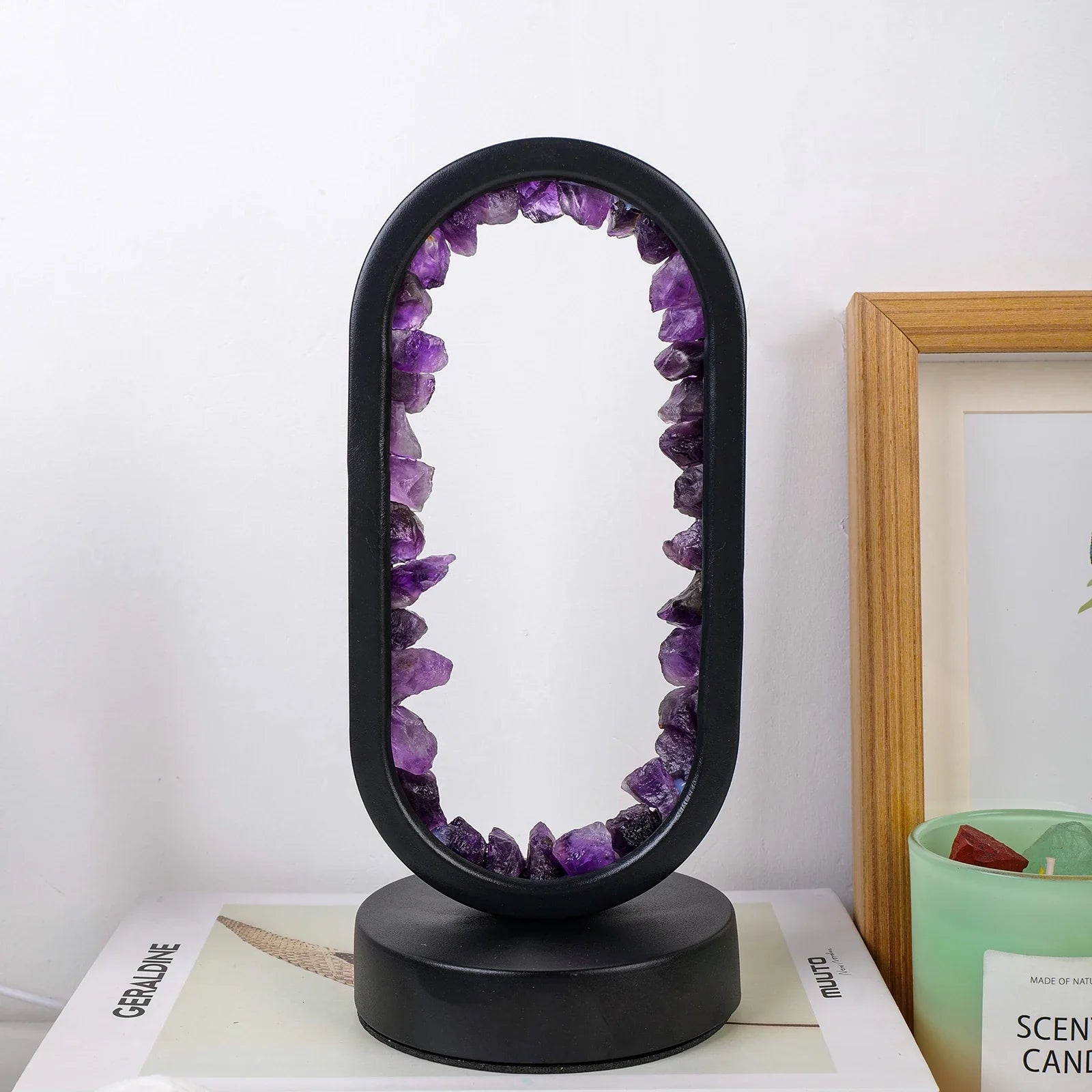 Natural Amethyst Table Lamp - Artisan Crafted
