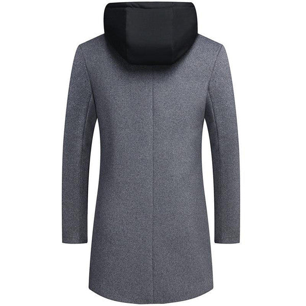 Stylish Wool Trench Coat with Detachable Hood