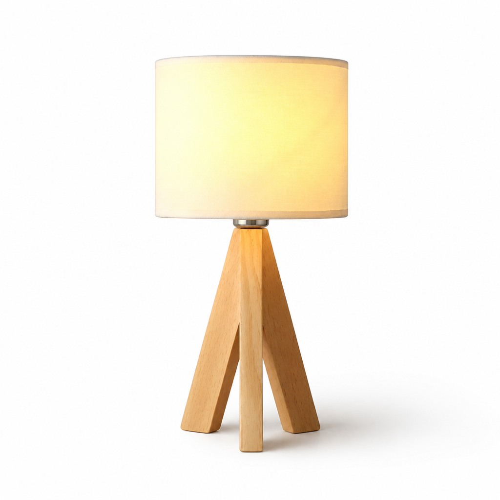 Compact Wood-Finish LED Table Lamp