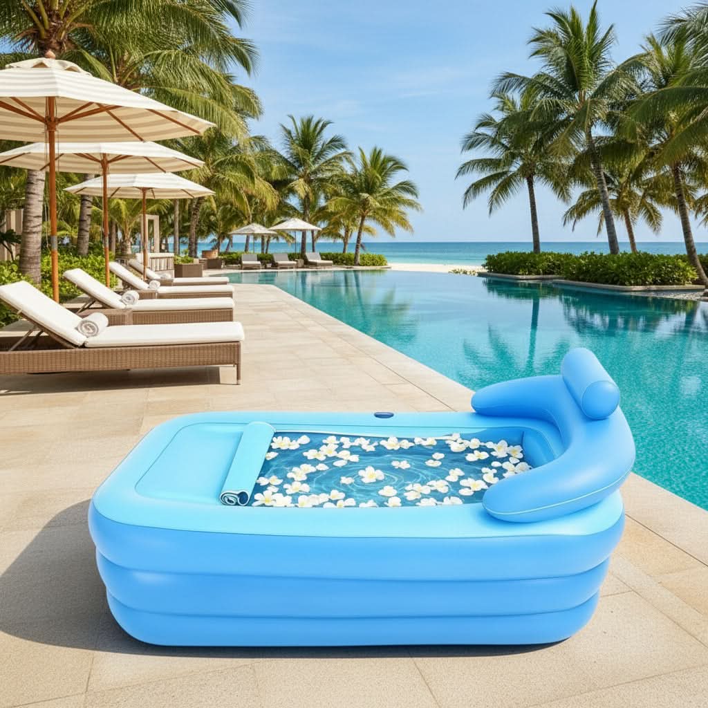 AquaEase – Portable Folding Bathtub with Relaxing Back Support