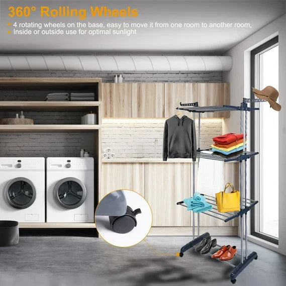 Ultimate Space-Saving Clothes Drying Rack with Wheels