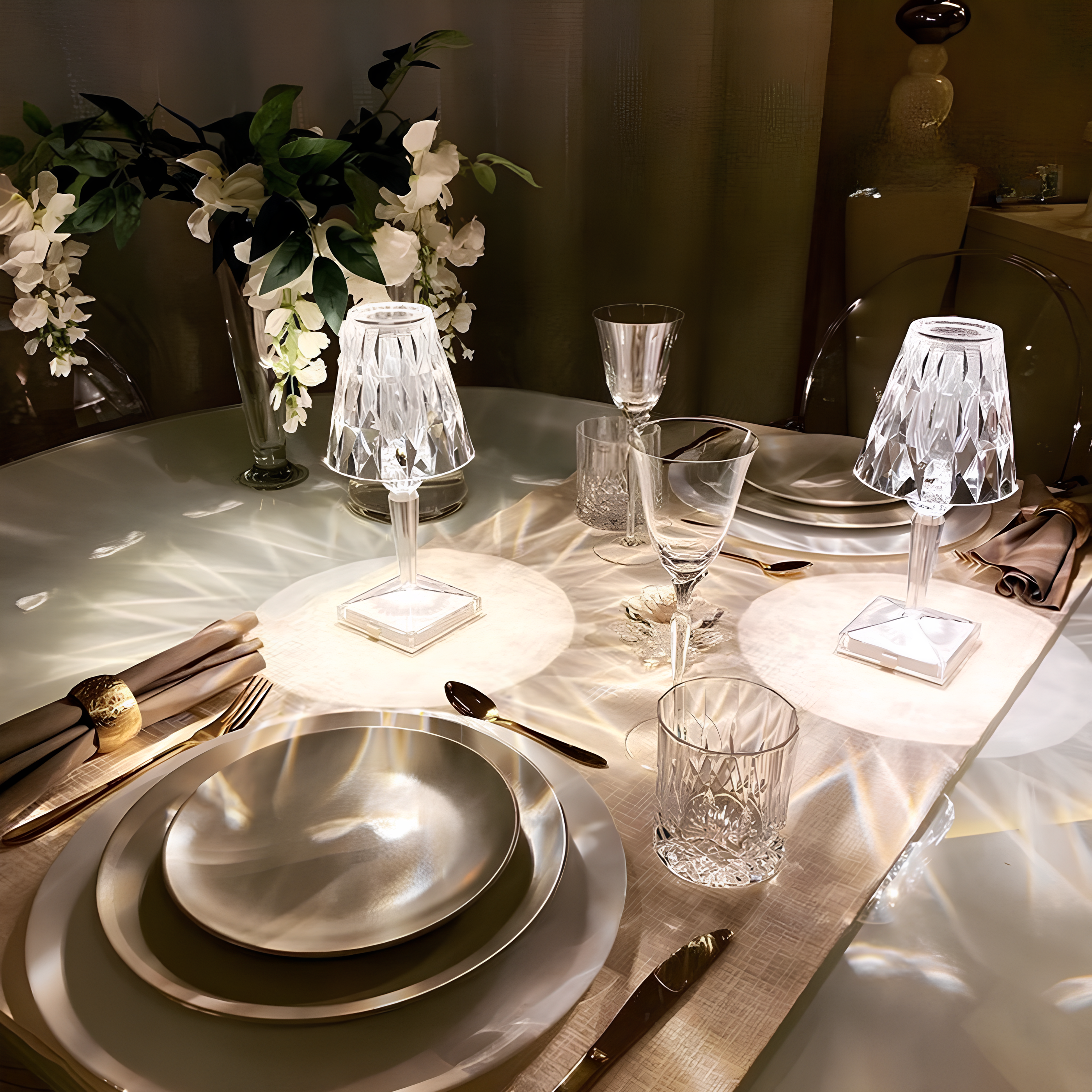 Touch-Controlled Crystal Lamp for Tables