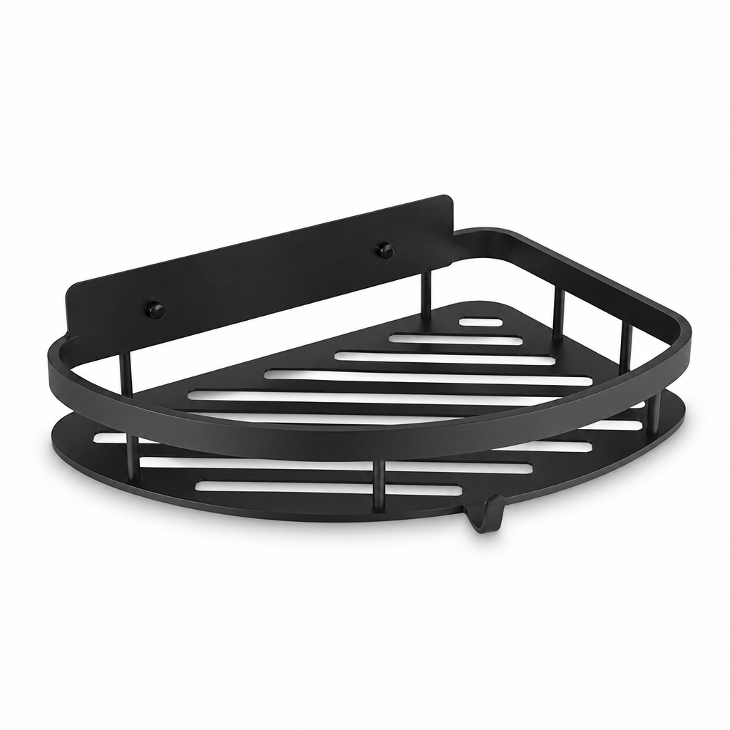 Rustproof Aluminum Shower Organizer with No-Drill Adhesive Mount (110-lb Capacity)