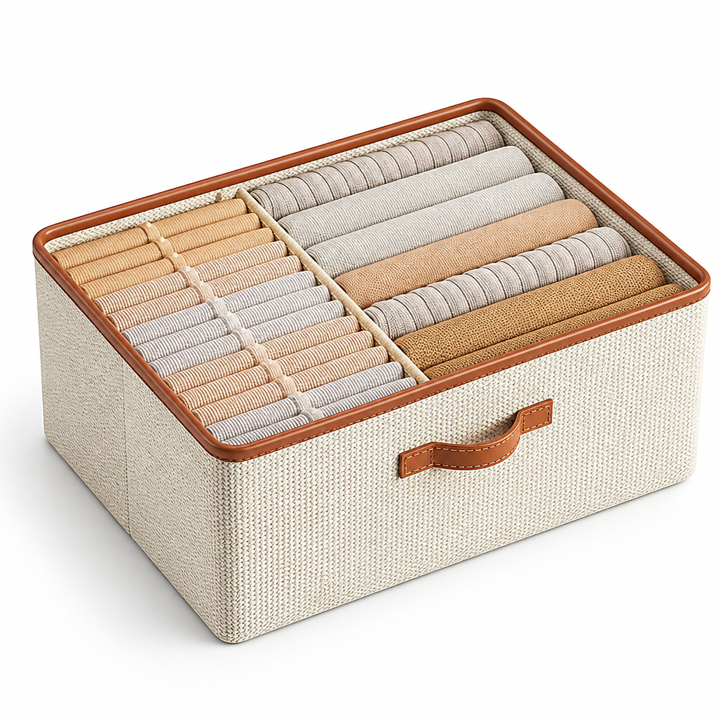 Collapsible Fabric Storage Bin with Dividers