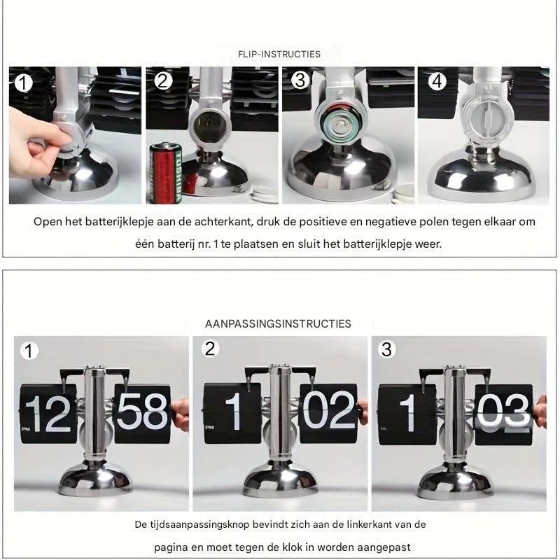 Steel Accent Retro Flip Clock