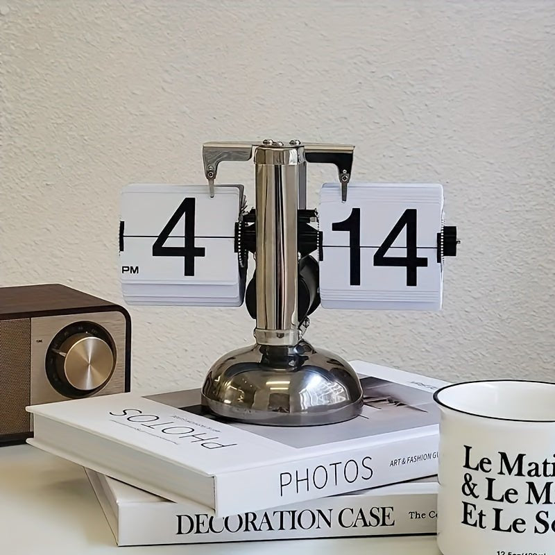 Steel Accent Retro Flip Clock