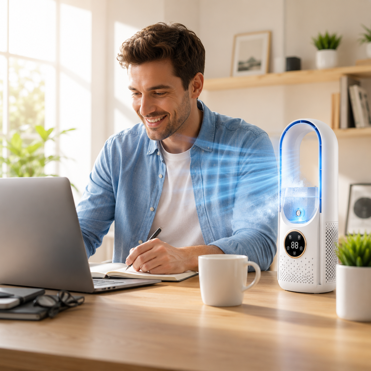 BreezyNest - Compact Bladeless Air Cooler for Peaceful Comfort