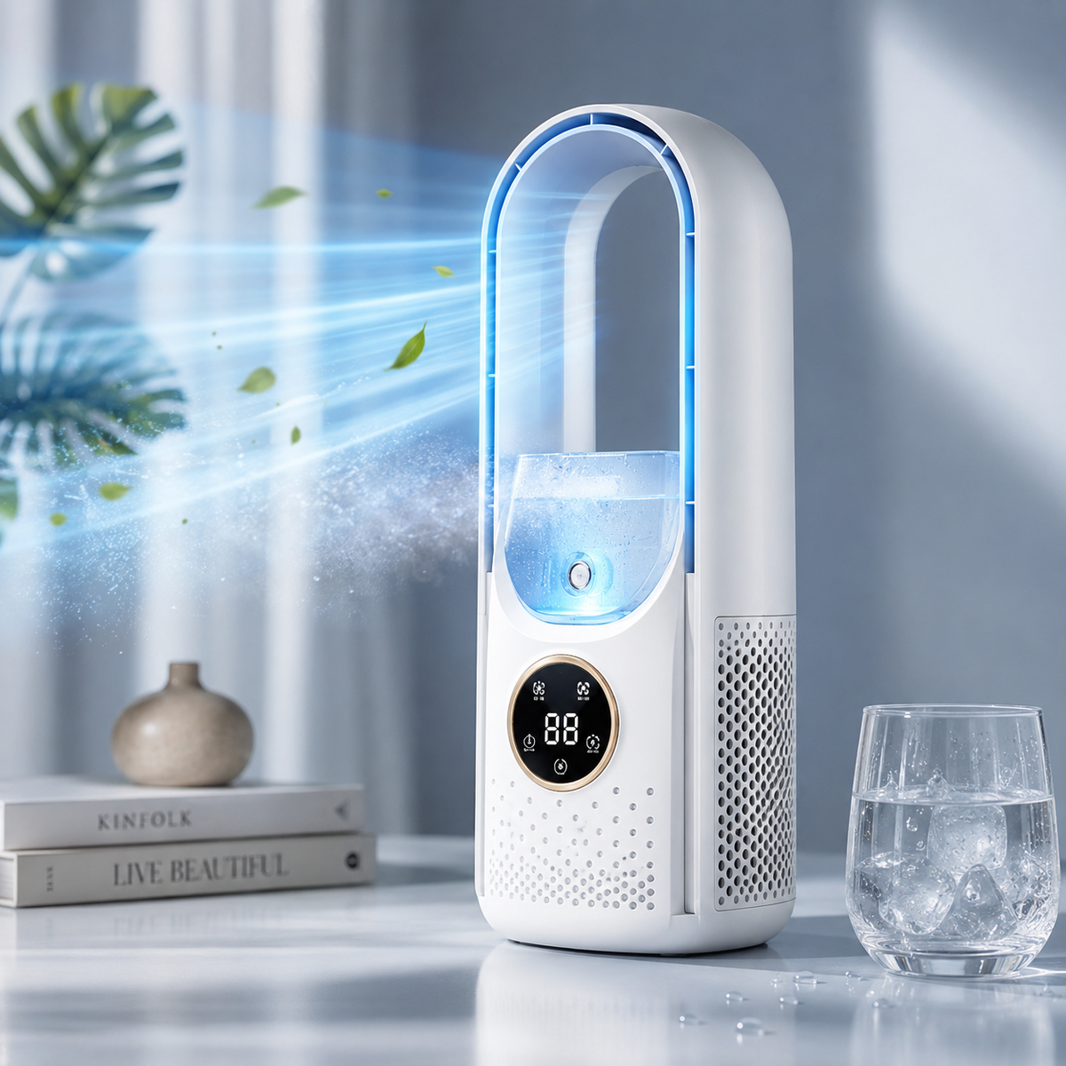 BreezyNest - Compact Bladeless Air Cooler for Peaceful Comfort