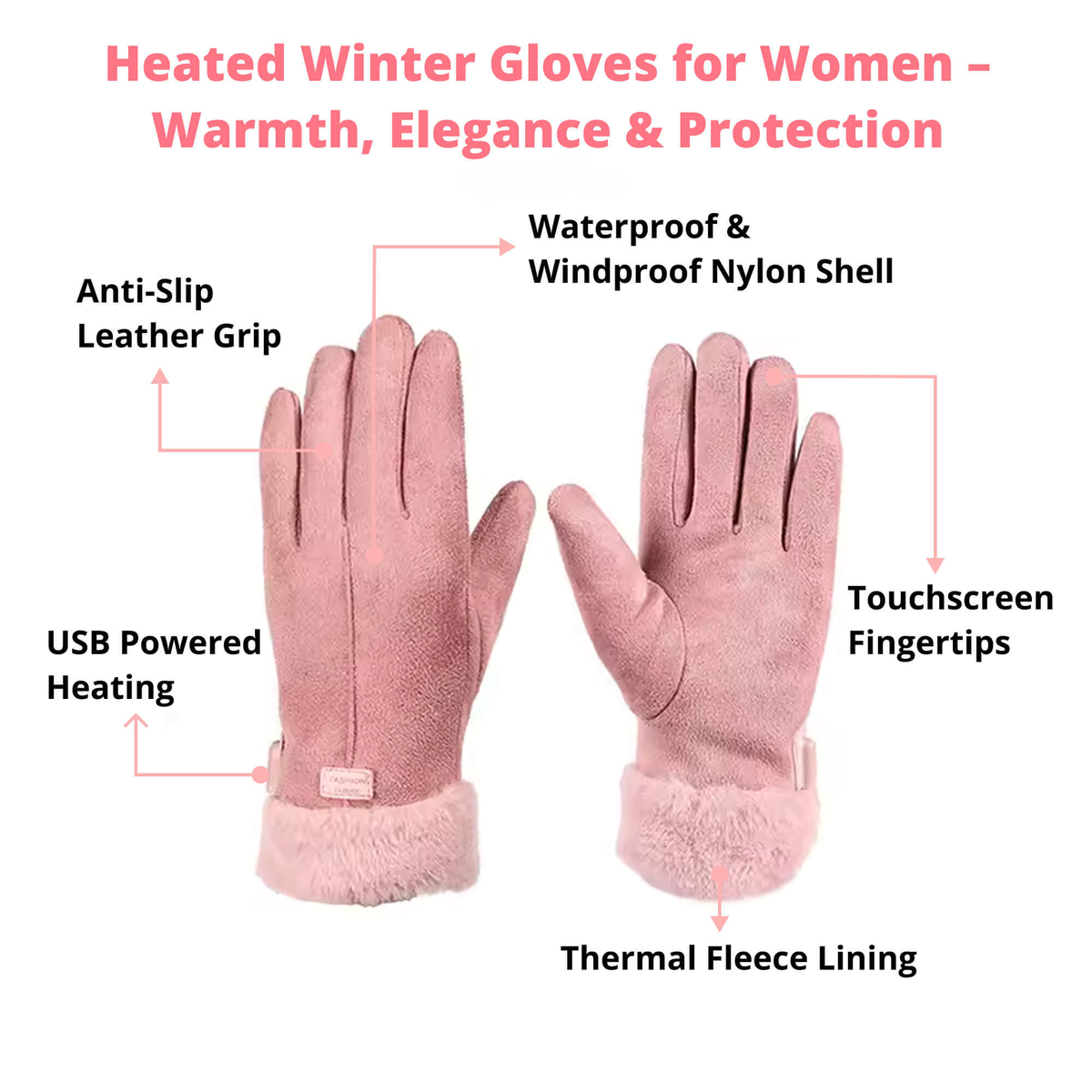 Rechargeable Winter Gloves for Women – Waterproof Heated Comfort