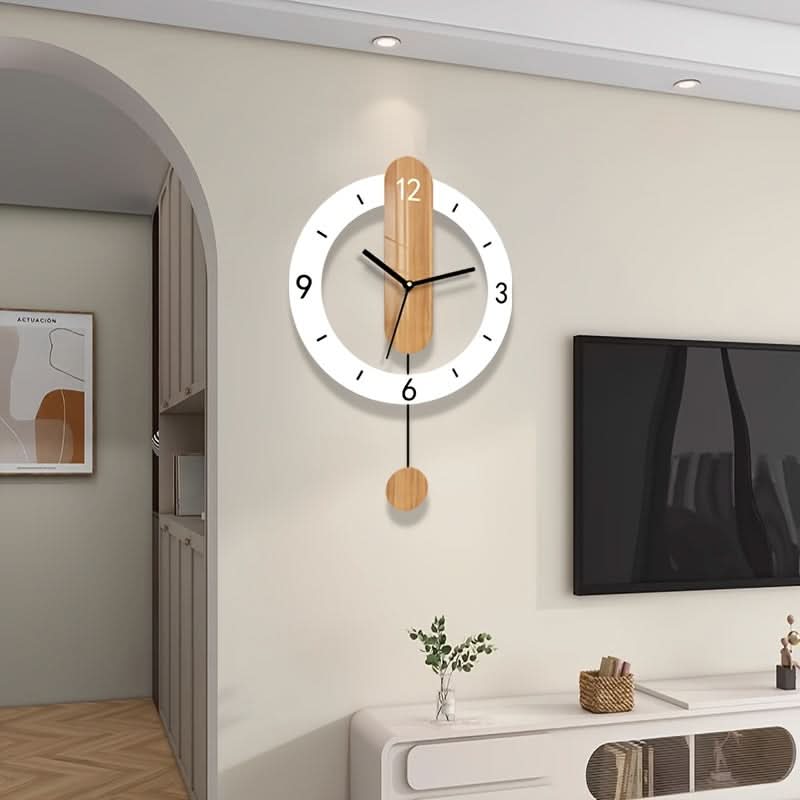Elegant Pendulum Wall Clock with Wooden Finish