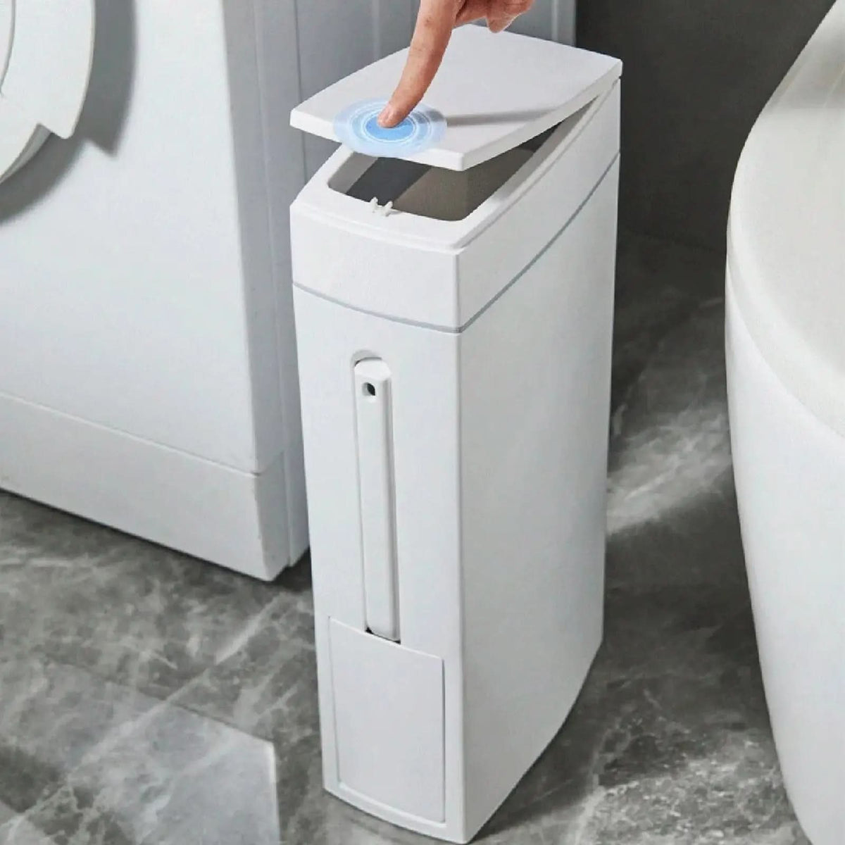 Compact DuoBin – Elegant Trash Can with Hidden Toilet Brush