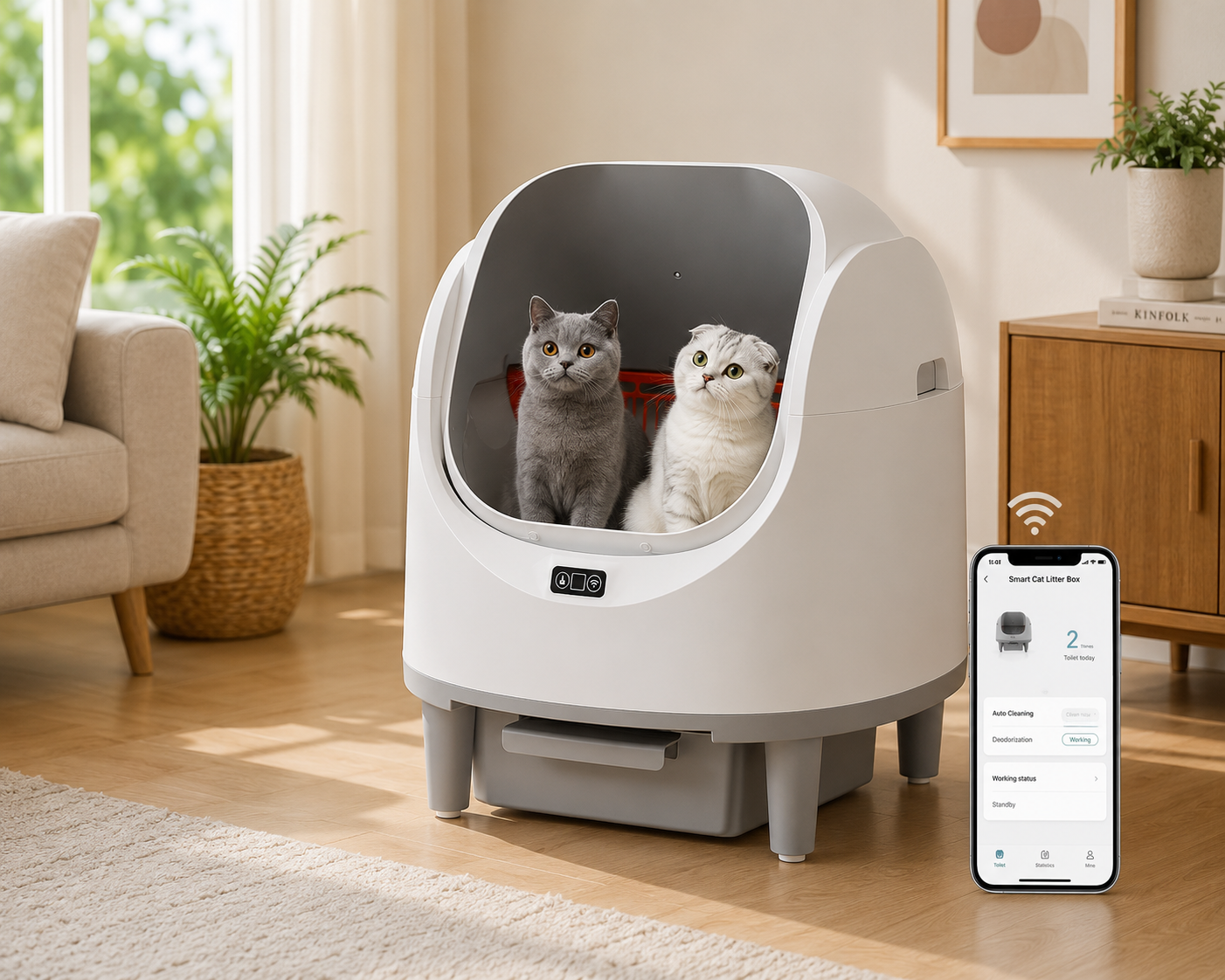 PurrClean Smart Self-Cleaning Cat Litter Solution | Wi-Fi Enabled with Safety Sensors & Superior Odor Control | Ideal for Multi-Cat Households
