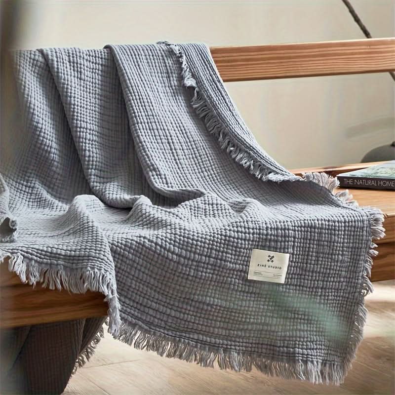 Chic Fringed Throw Blanket for Ultimate Home Comfort