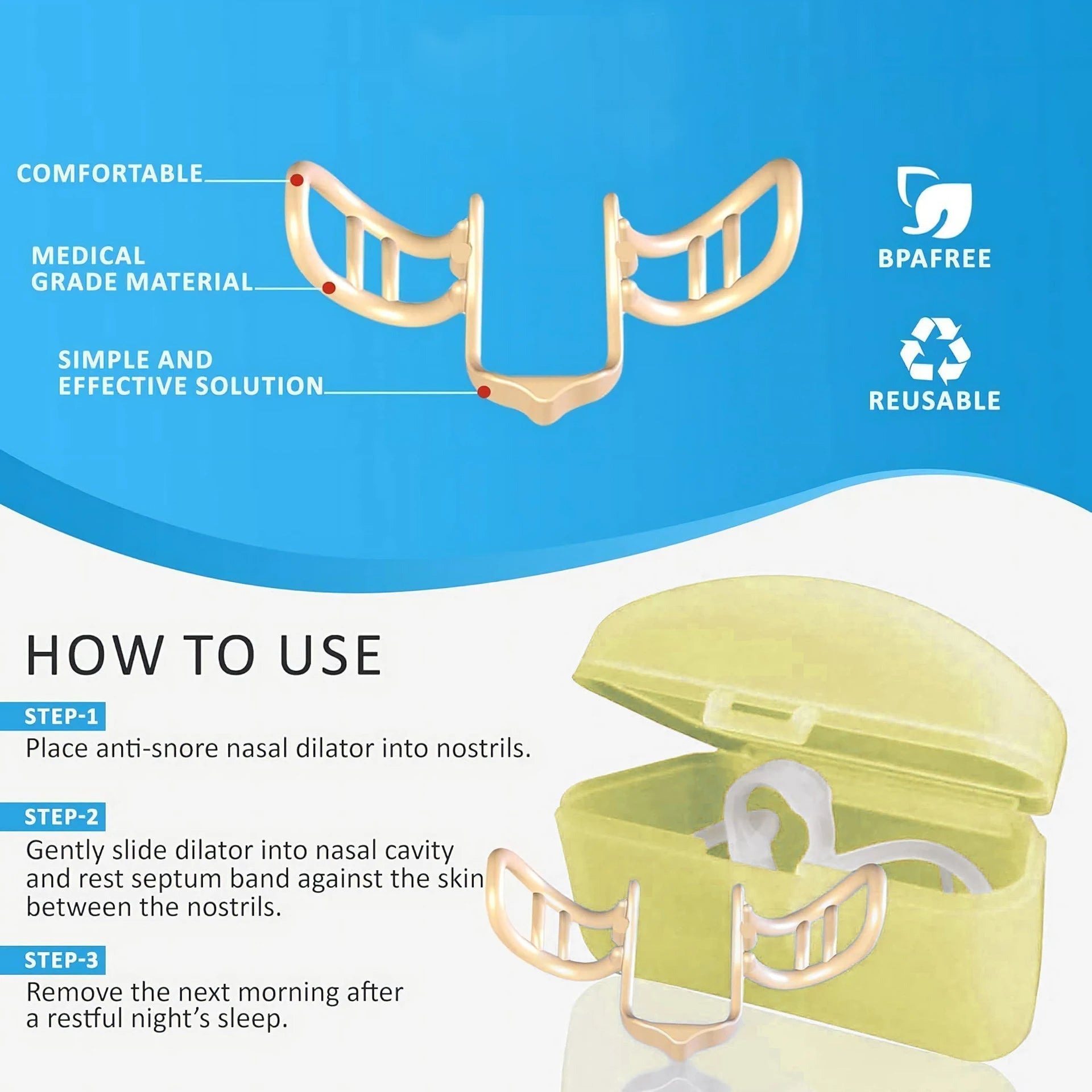 Comfortable Silicone Nasal Opener for Better Sleep