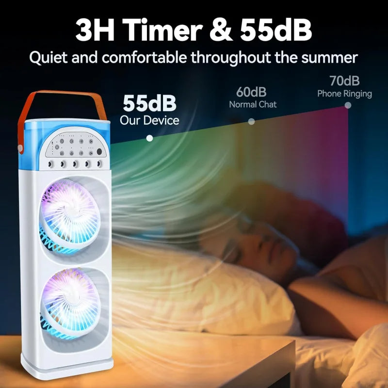 Compact 4-in-1 Air Cooler with Humidifier & LED Lighting