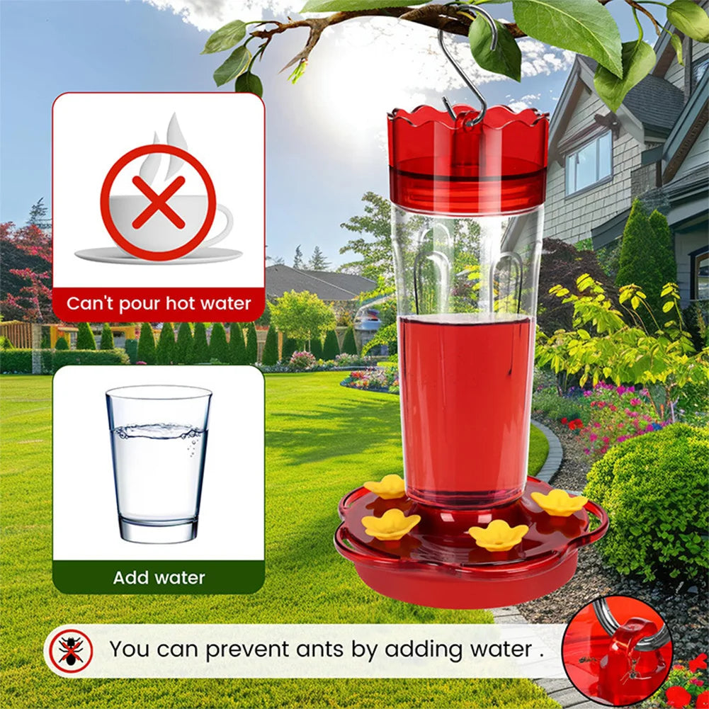 Spacious Red Hummingbird Feeder with Convenient Hook