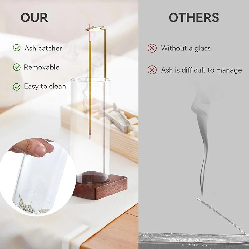 Elegant Glass Incense Stand with Detachable Ash Collector