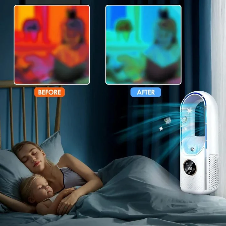 Compact Bladeless Air Cooler – Whisper-Quiet 3-Speed Comfort