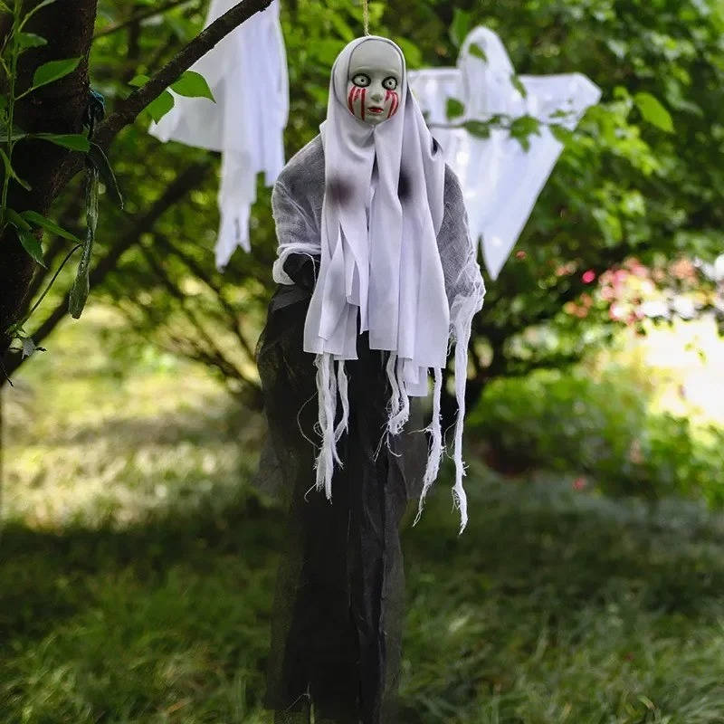 Chilling Hanging Specter Decorations with Skull Faces