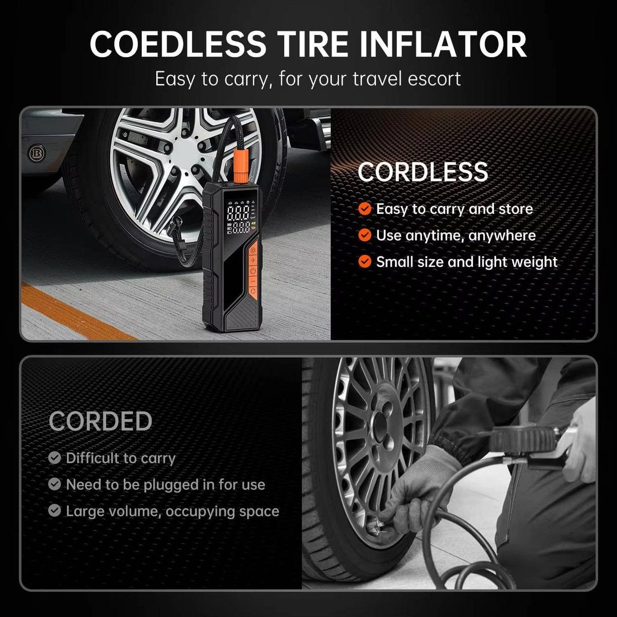 AutoPump Pro: Cordless 150 PSI Tire Inflator with LED Light