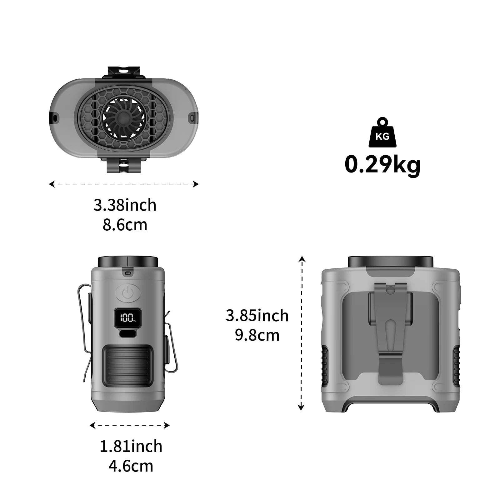 10,000mAh Wearable Outdoor Cooling Fan with LED Light