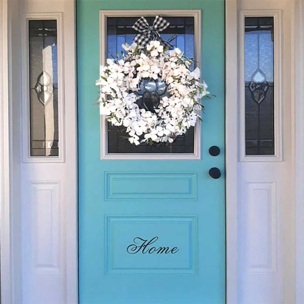 Charming White Blossom Wreath for Year-Round Elegance