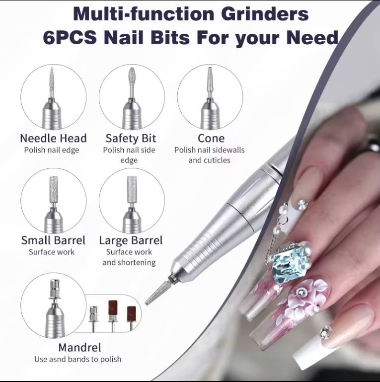 ProNail Precision Electric Drill – 45,000 RPM Rechargeable E-File with LCD and USB-C Charging