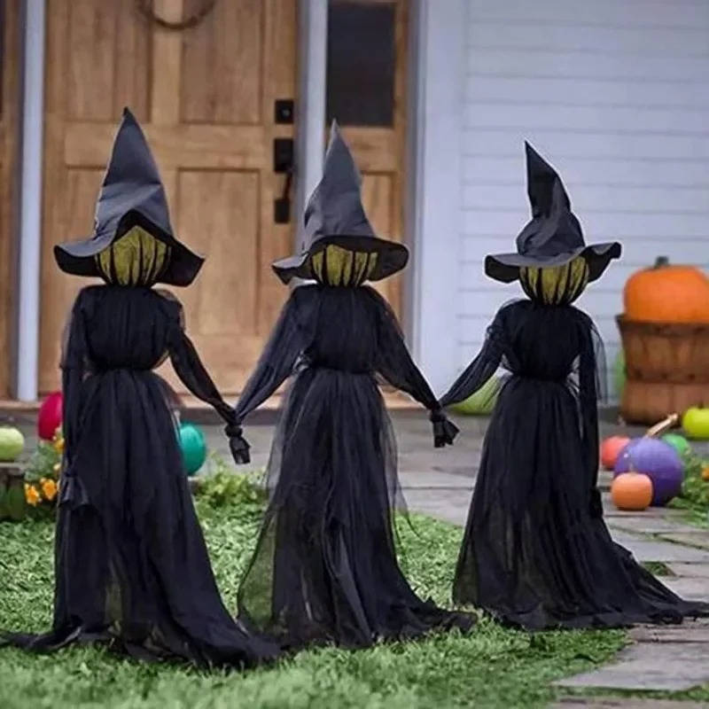 Set of 3 Spooky Interactive Witch Decorations for Halloween