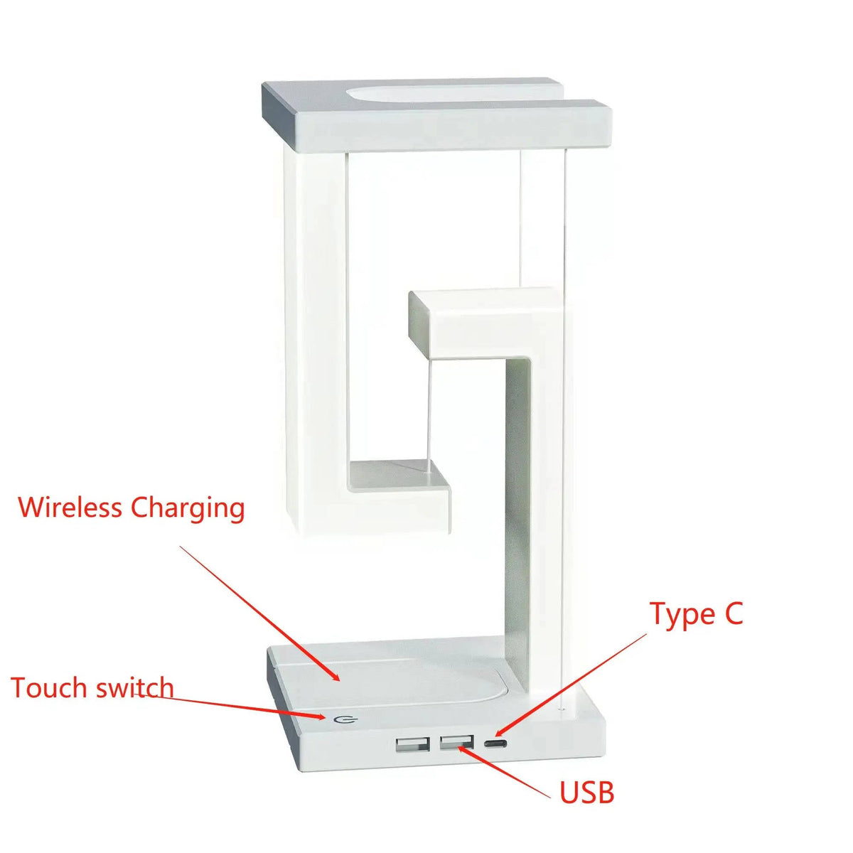 Magnetic Floating Lamp with Integrated Wireless Charging