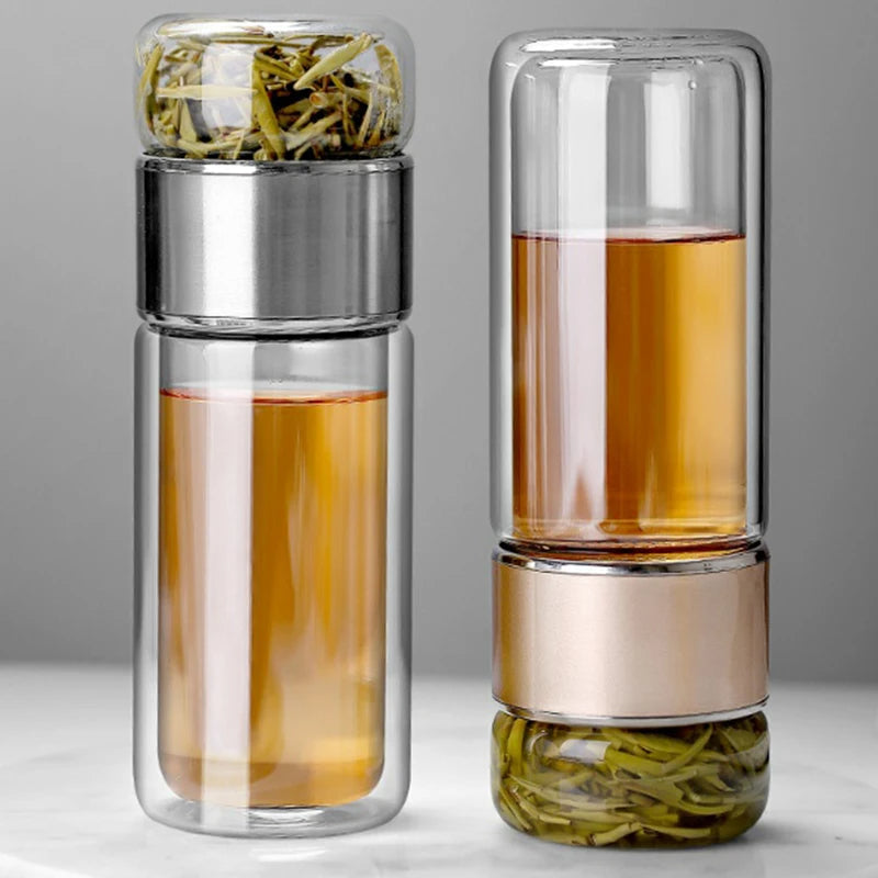 430ml Elegant Double-Wall Tea Infuser with Strainer