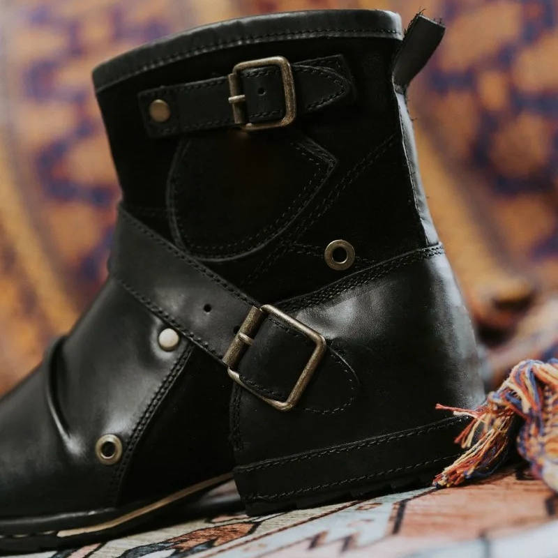 Stylish Casual Ankle Boots for Men with Buckle Detail