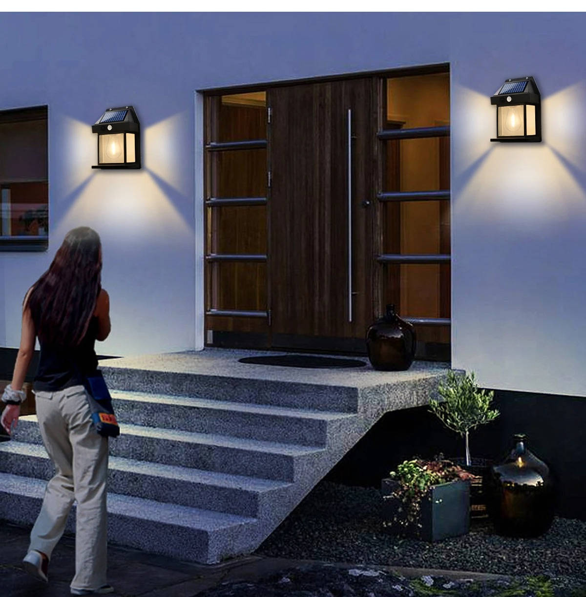 Illuminating Solar Wall Light Duo for Outdoors