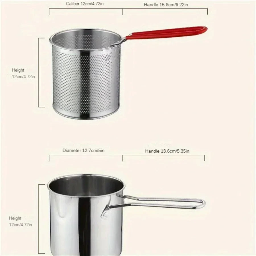 Compact 1200ML Fryer Pot with Oil Strainer