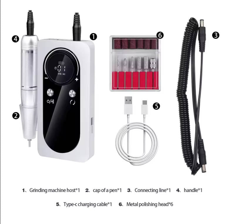 ProNail Precision Electric Drill – 45,000 RPM Rechargeable E-File with LCD and USB-C Charging