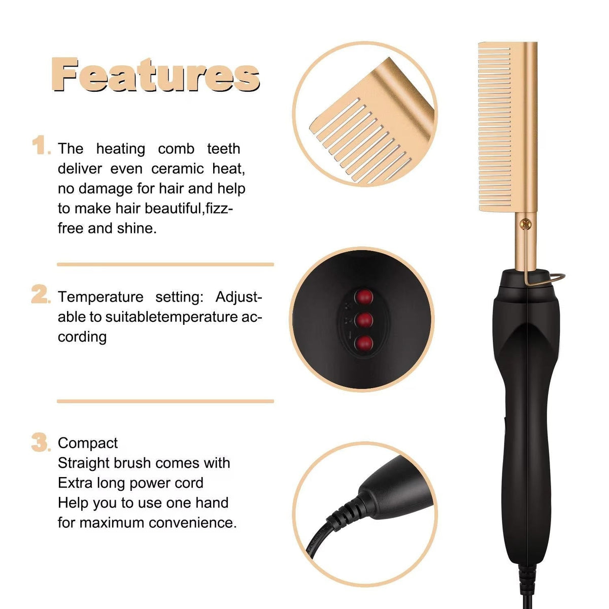 SleekStyle Pro Hot Comb for Thick and Coarse Hair