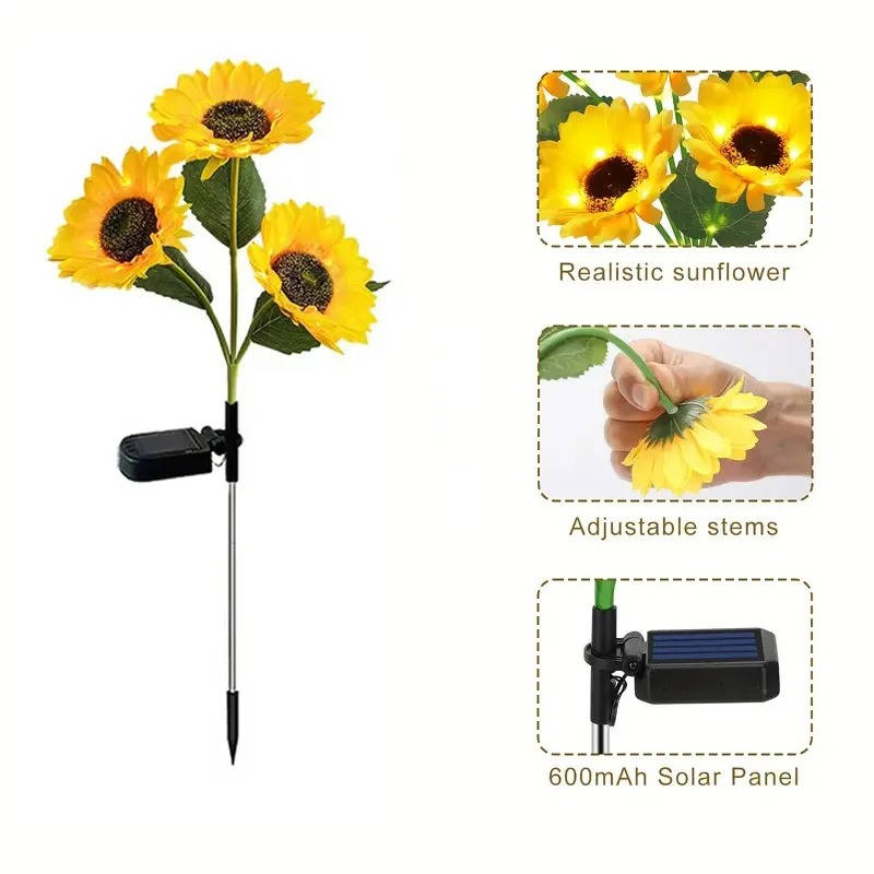 Solar-Powered Decorative Sunflower Lights for Outdoors
