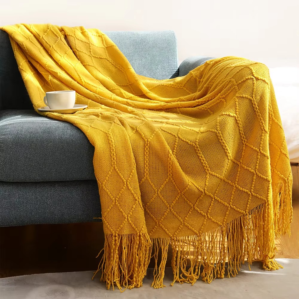 Cozy Knit Blanket for Sofa and Bed - Soft Acrylic Comfort