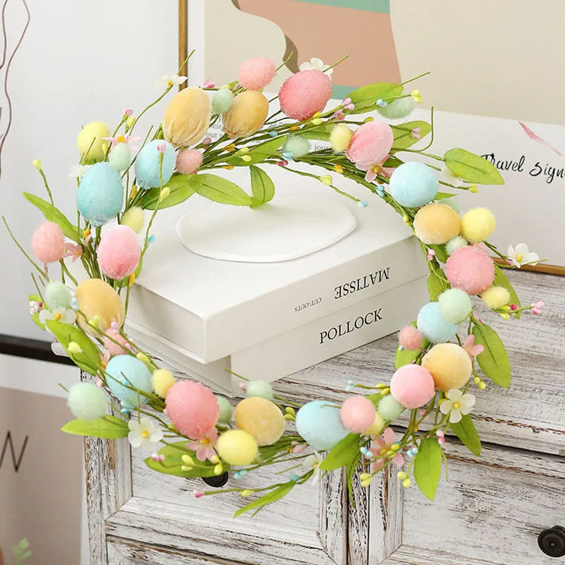 Vibrant Springtime Floral Wreath with Easter Accents