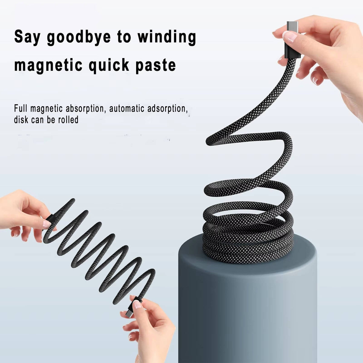 Magnetic Self-Coiling Charging Cable with Fast Charge Feature